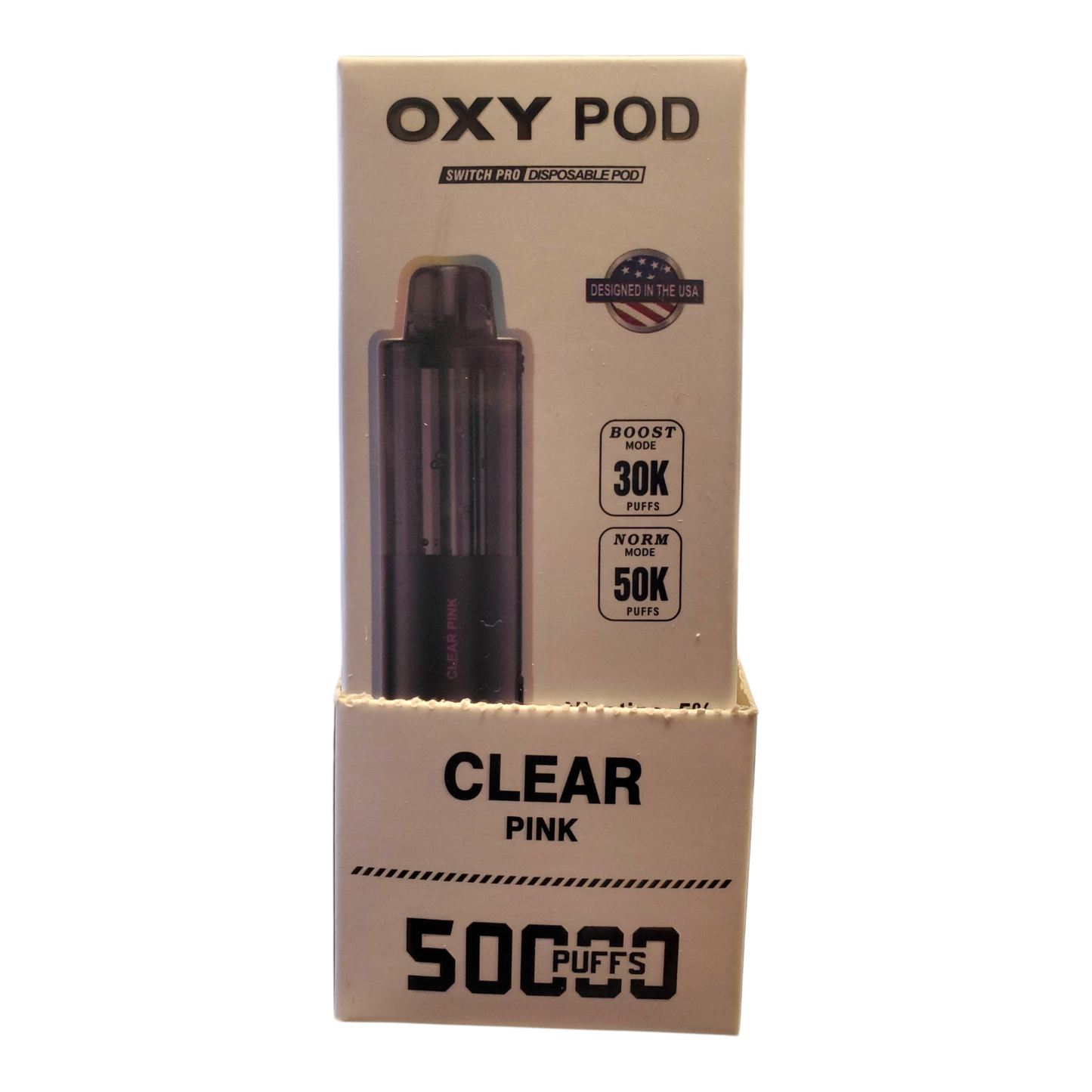 OXY POD DISPOSABLE POD CLEAR PINK 5% 50K