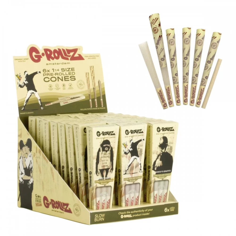 G-ROLLZ Bio Organic Hemp cones 1¼ 6pk Pre-Rolled