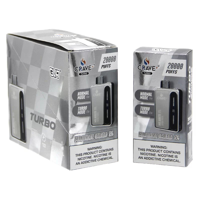 CRAVE PLUS TURBO 20000 PUFFS 5% MR. WHITE CLEAR