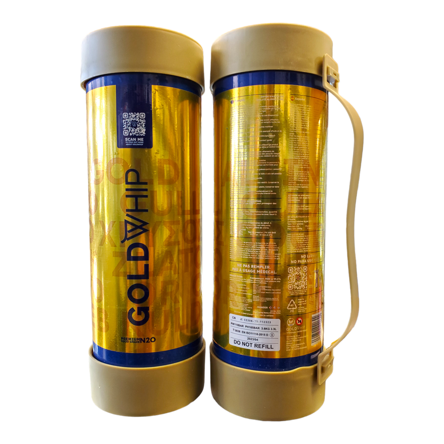 GOLDWHIP CREAM CHARGER MAXI XL 3000G TANK ORIGINAL - BOX OF 1 TANK