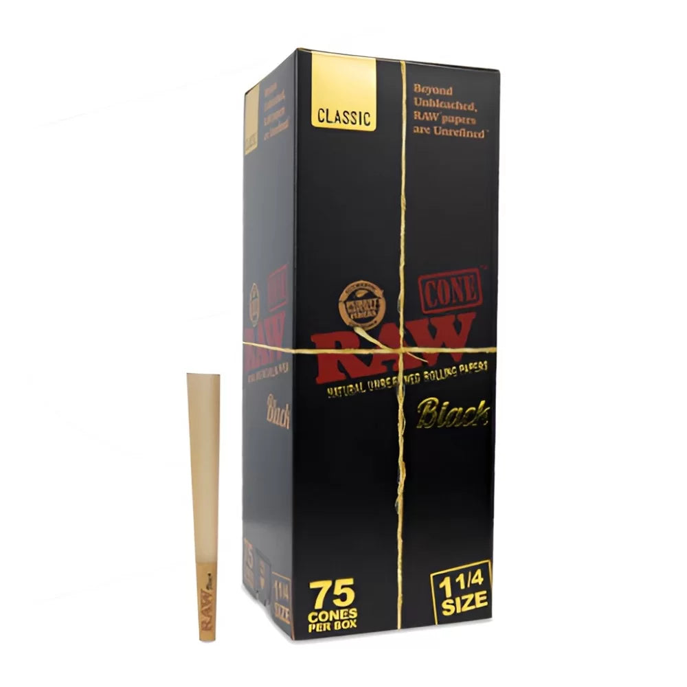 RAW® - Black Pre-Rolled Cone 11/4 - Box of 75
