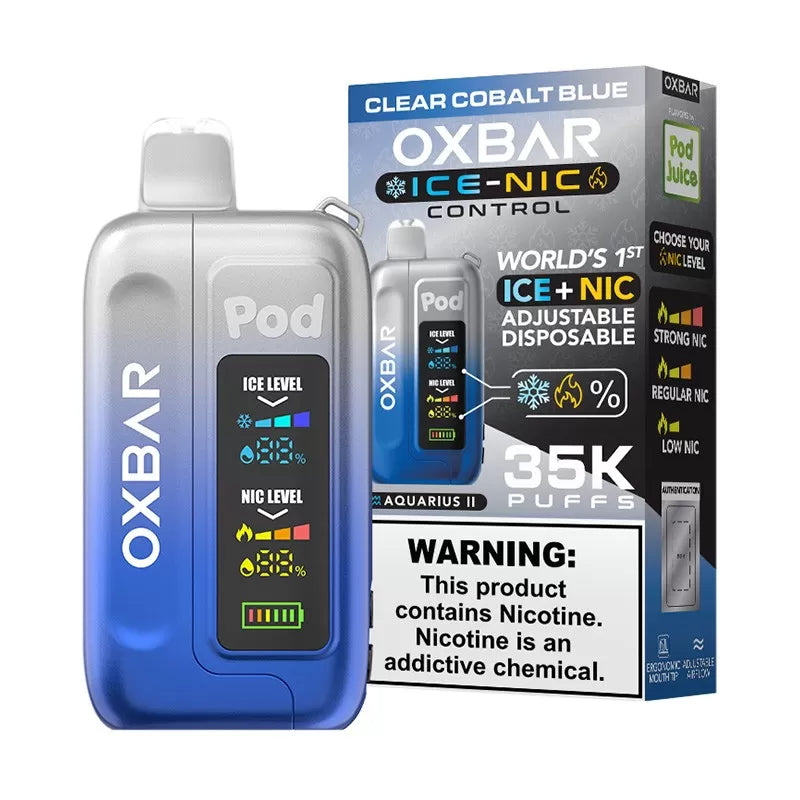 POD JUICE OXBAR ICE-NIC CONTROL 35000PF CLEAR COBALT BLUE (AQUARIUS II)