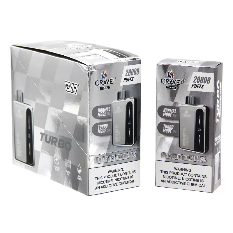 CRAVE PLUS TURBO 20000 PUFFS 5% WHITE ICE CLEAR