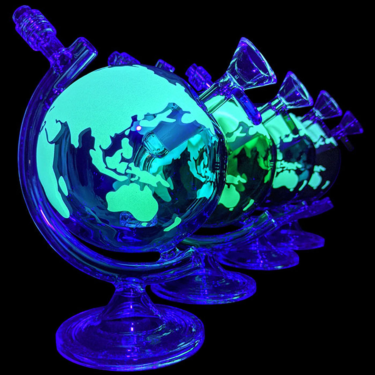 On Point Glass - 8" Glow In The Dark World Globe Water Pipe Box Set - with 14M Bowl