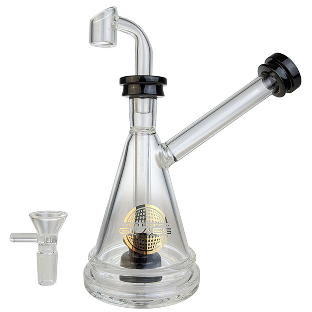 On Point Glass - 7" Color Rim Bubbler Water Pipe - with 14M Bowl & 4mm Banger