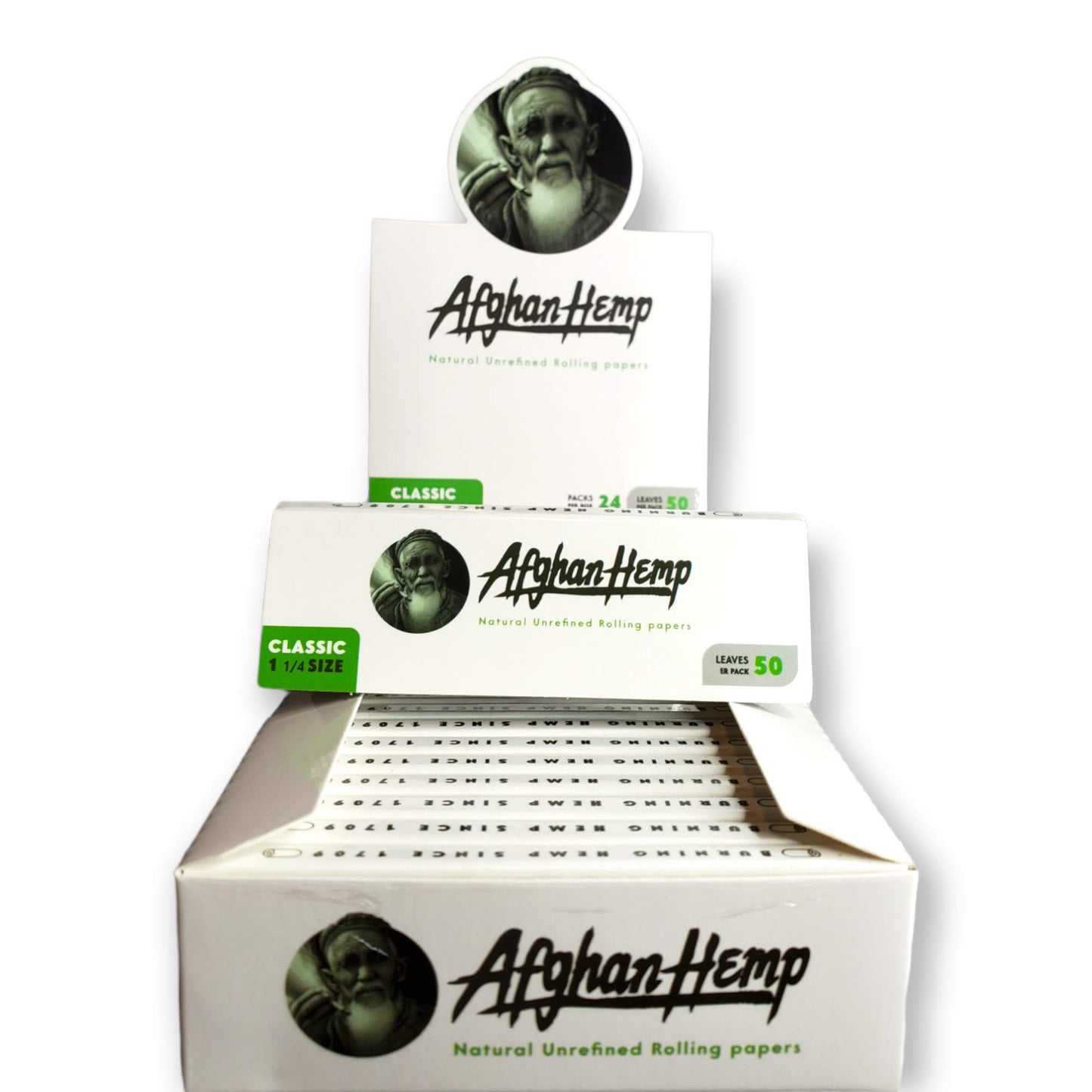 Classic Afghan Hemp 1 1/4 Size 3Pks + 1Bic Lighter
