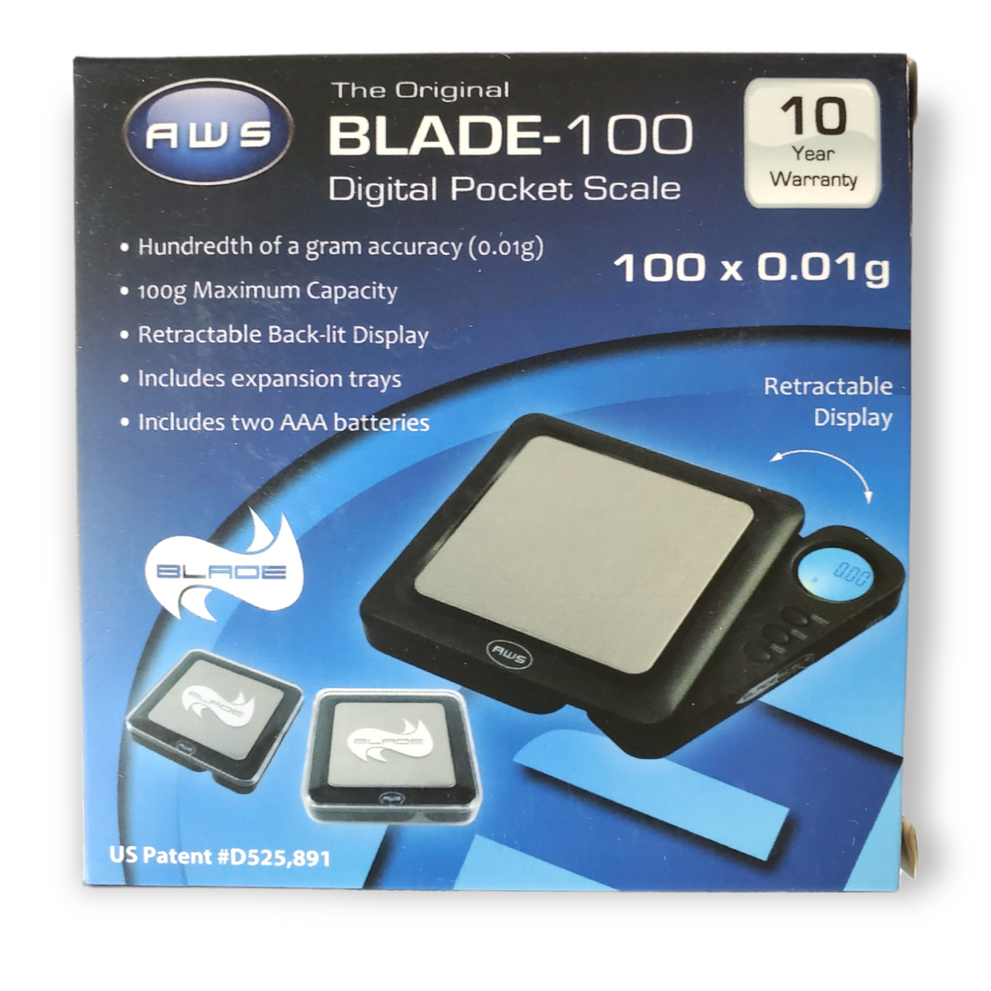 AWS Blade Style Digital Scale w/Tray - 100x 0.01g