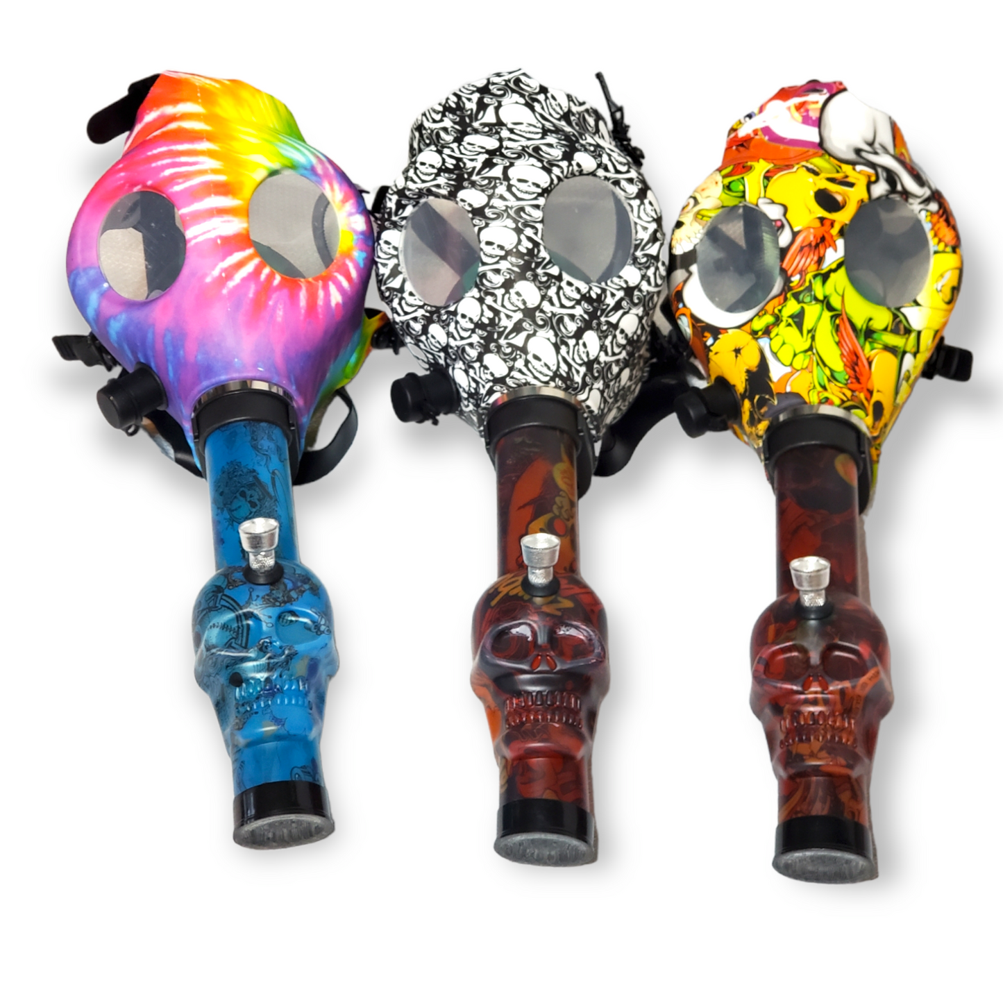 Gas Mask w/ Acrylic Water Pipe 10.25"