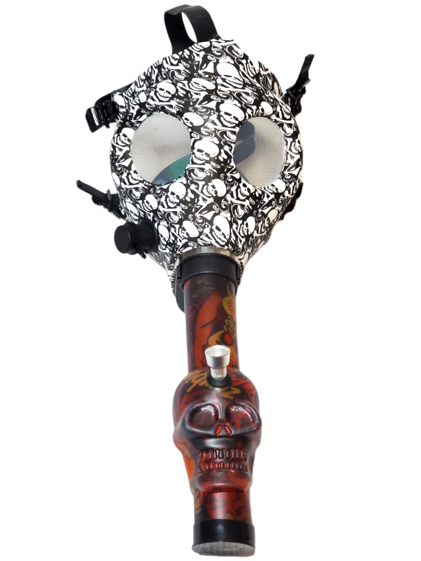 Gas Mask w/ Acrylic Water Pipe 10.25"