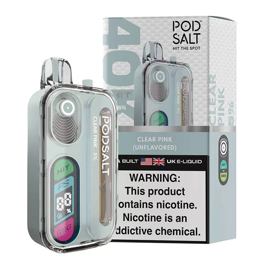 POD SALT HIT 40K  40000PF CLEAR PINK (UNFLAVORED) 3% 