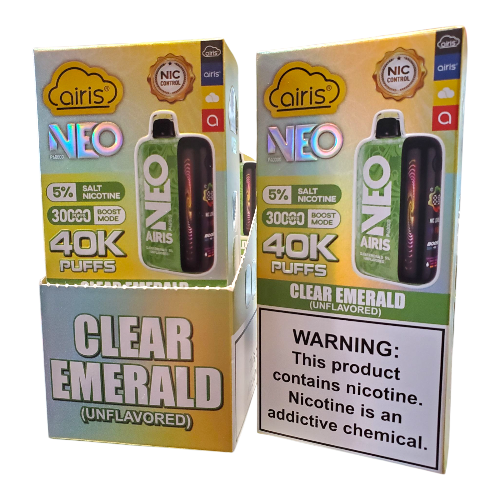 clear emerald vape flavor AIRIS NEO PUFFS 40000PF CLEAR EMERALD 5% UNFLAVORED – Good Time s Shop