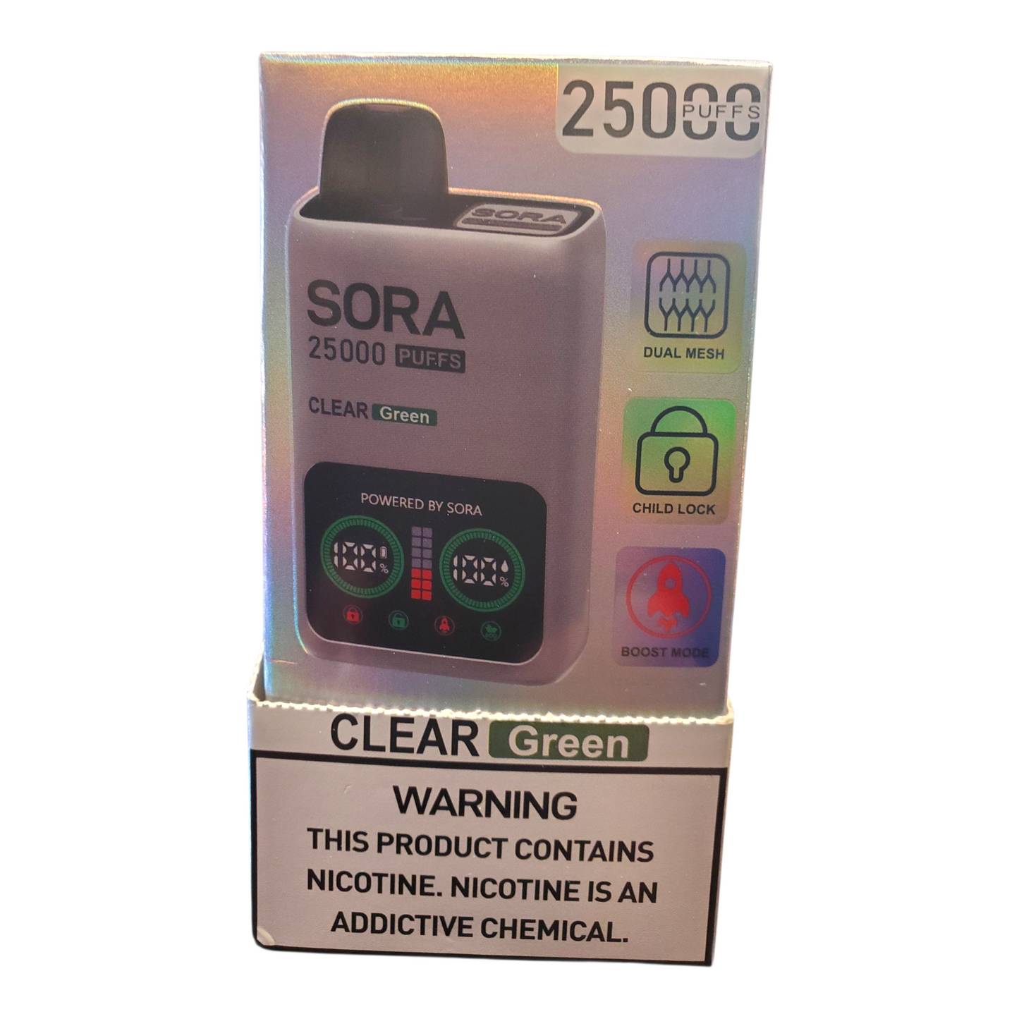 SORA CLEAR GREEN 5% 25000 PUFFS