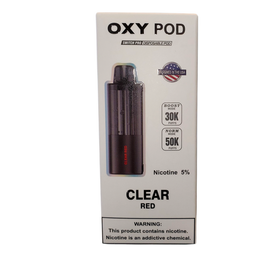 OXY POD DISPOSABLE POD CLEAR RED 5% 50K