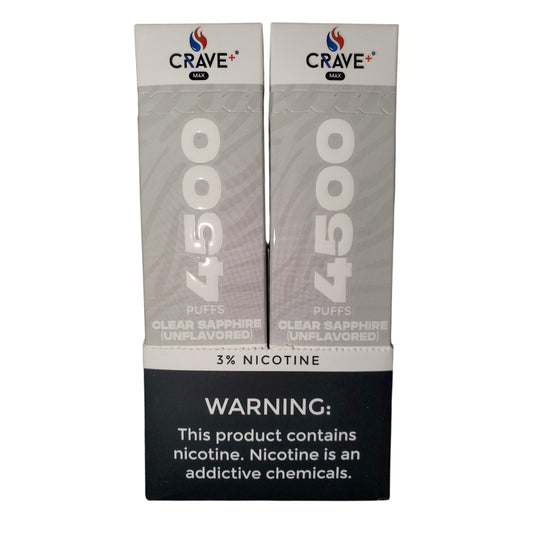 CRAVE MAX BEAST  4500 PUFFS CLEAR SAPPHIRE UNFLAVORED 3%