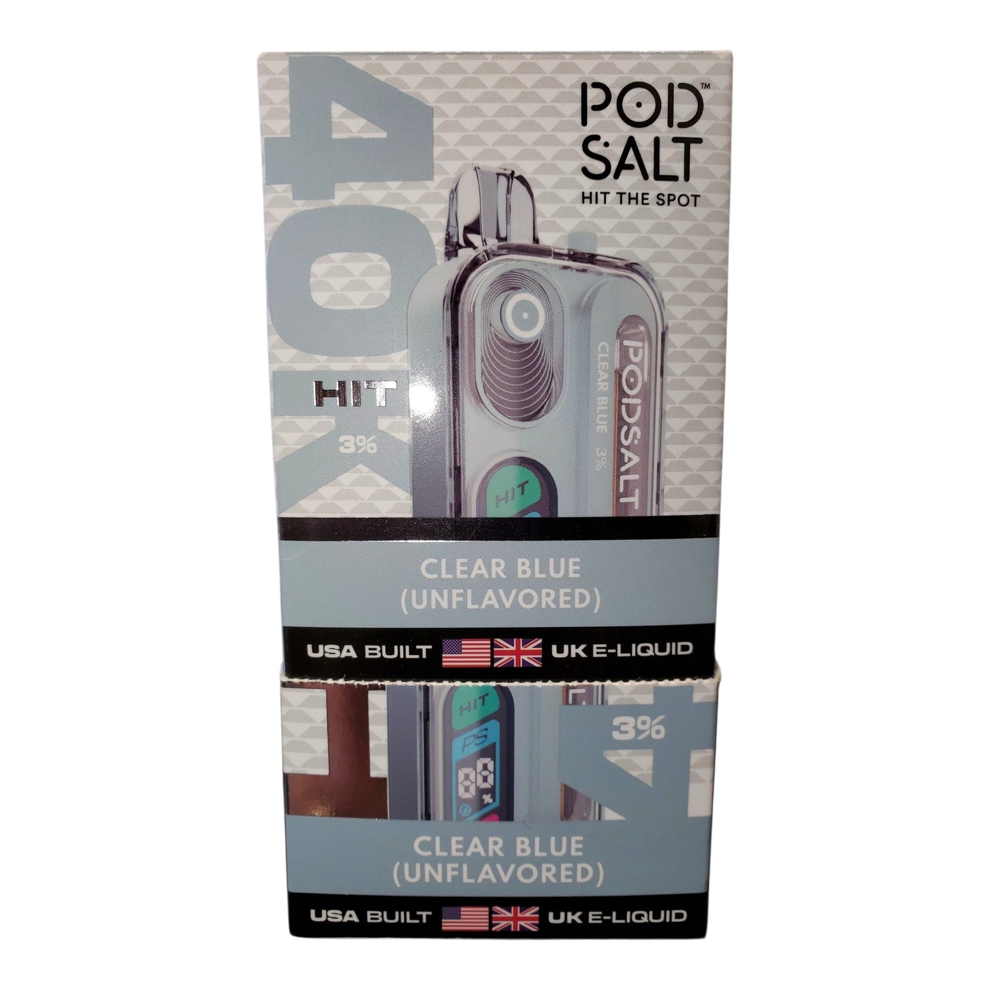 POD SALT HIT 40K  CLEAR BLUE (UNFLAVORED) 3% 