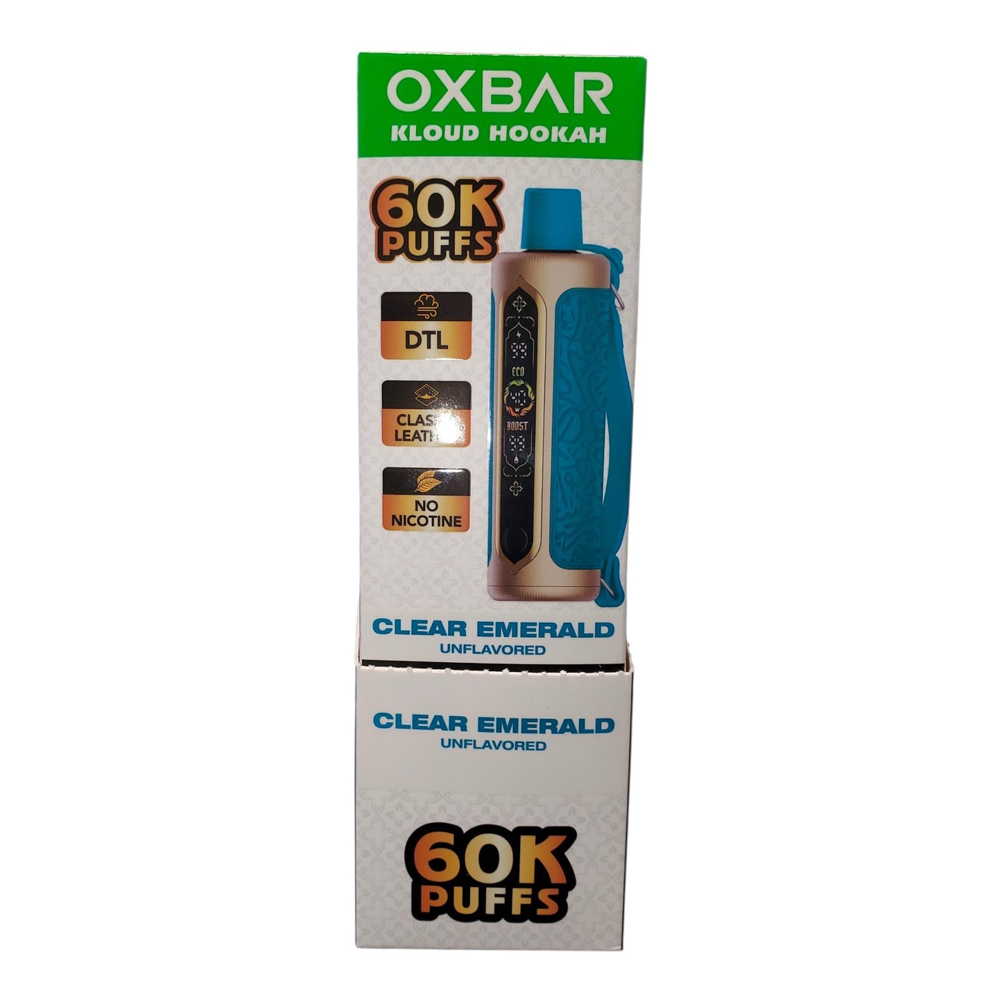 OXBAR KLOUD HOOKAH CLEAR EMERALD UNFLAVORED 60K