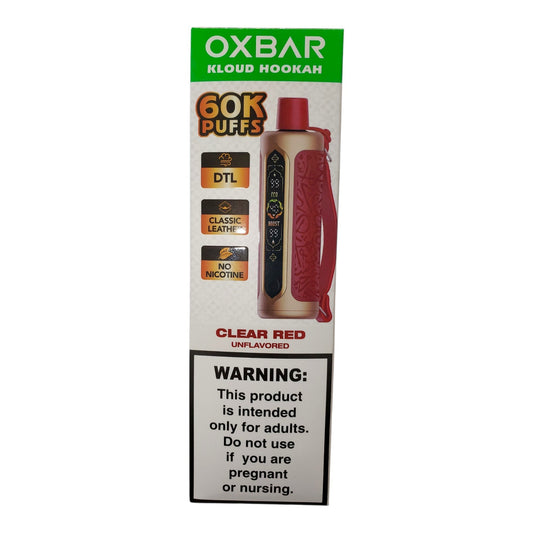 OXBAR KLOUD HOOKAH CLEAR RED UNFLAVORED 60K