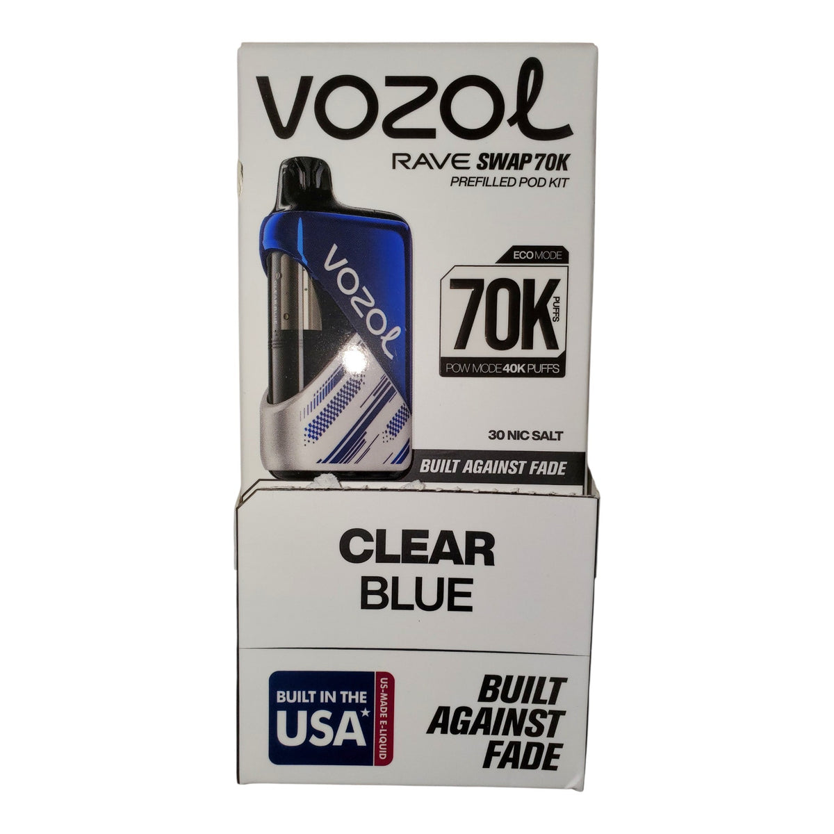 VOZOL RAVE SWAP 70K PREFILLED POD KIT CLEAR BLUE 3%
