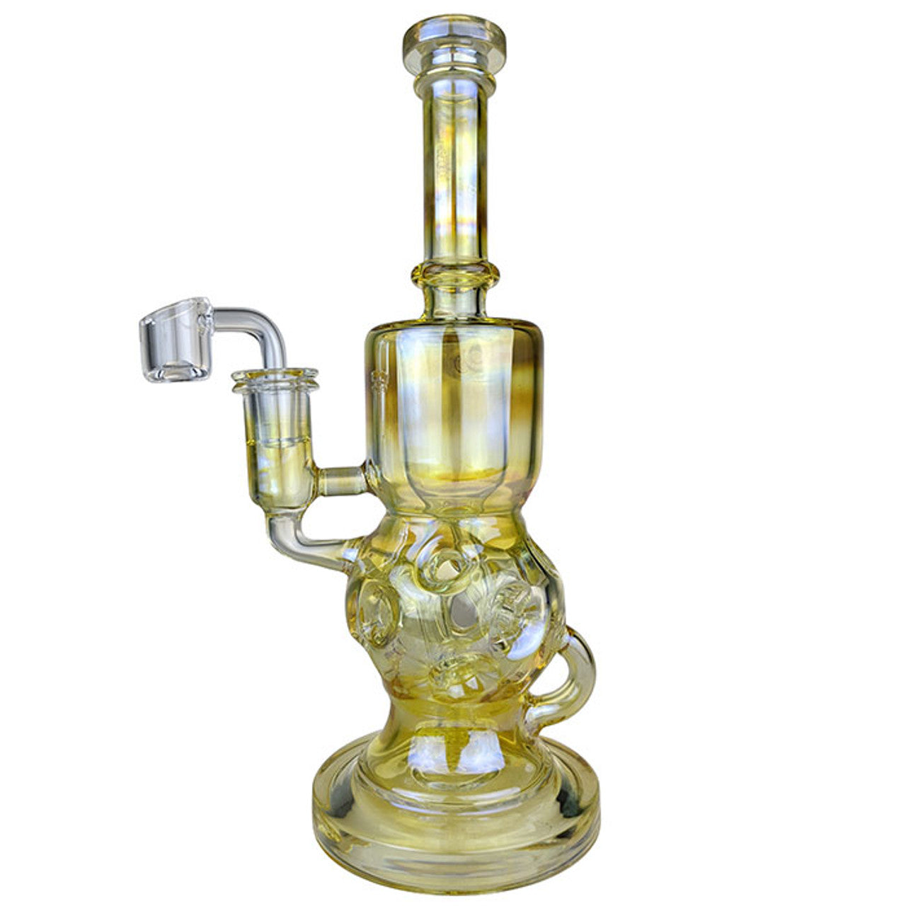 11" Gold Fumed Fabb Egg Recycler Water Pipe - with 14M Banger