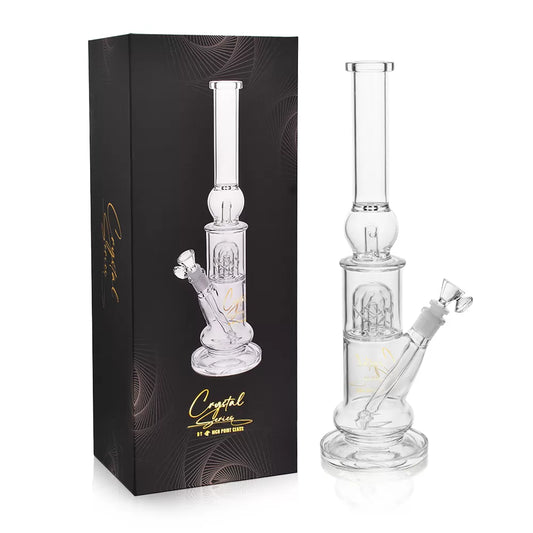 Crystal Series by HPG - 16" Ball Ice Catcher Multi Dome Perc Beaker Water Pipe