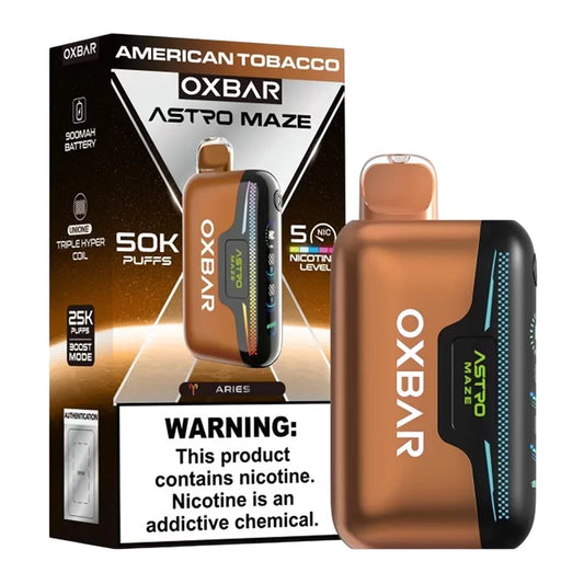 OXBAR ASTRO MAZE 50K PUFFS  AMERICAN TOBACCO