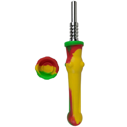 5" Silicone Mixed Color Nectar Collector - with 14M Stainless Steel Tip