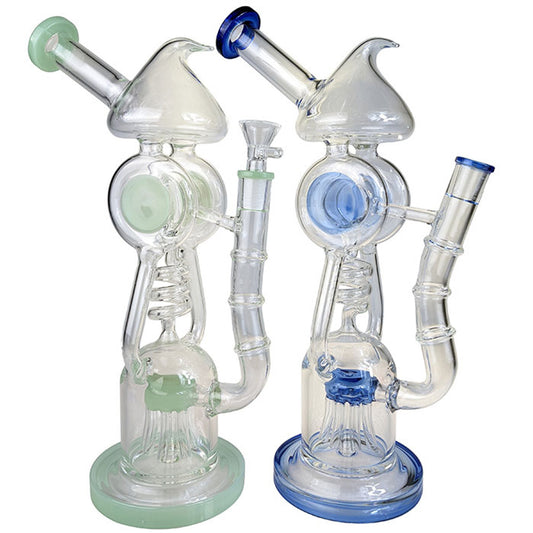 12.5" Recycler Multi Perc Water Pipe - with 14M Bowl & 4mm Banger