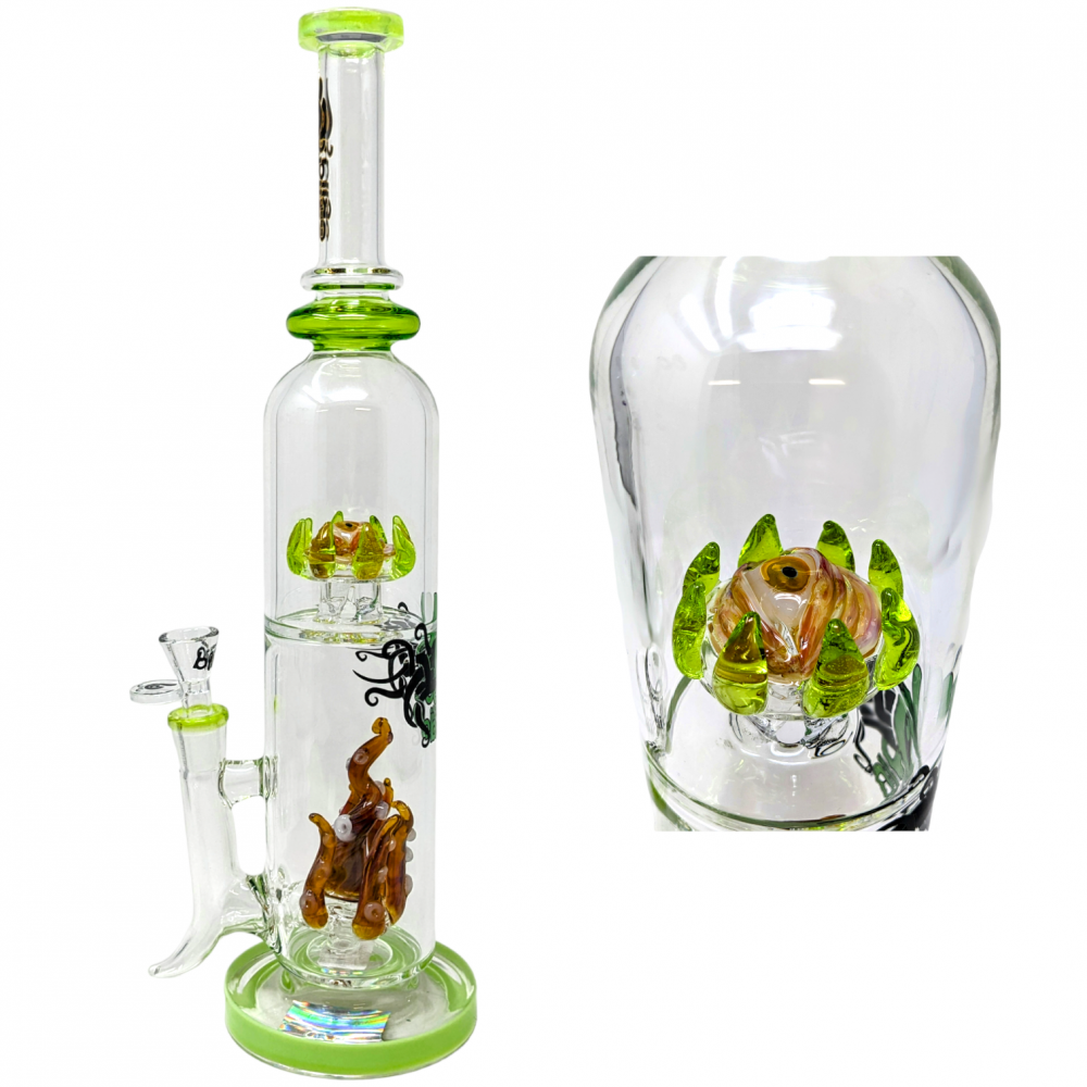 BIIGO Glass By Lookah - 15.5" Duo CreepGaze & TentaFun Perc Water Pipe