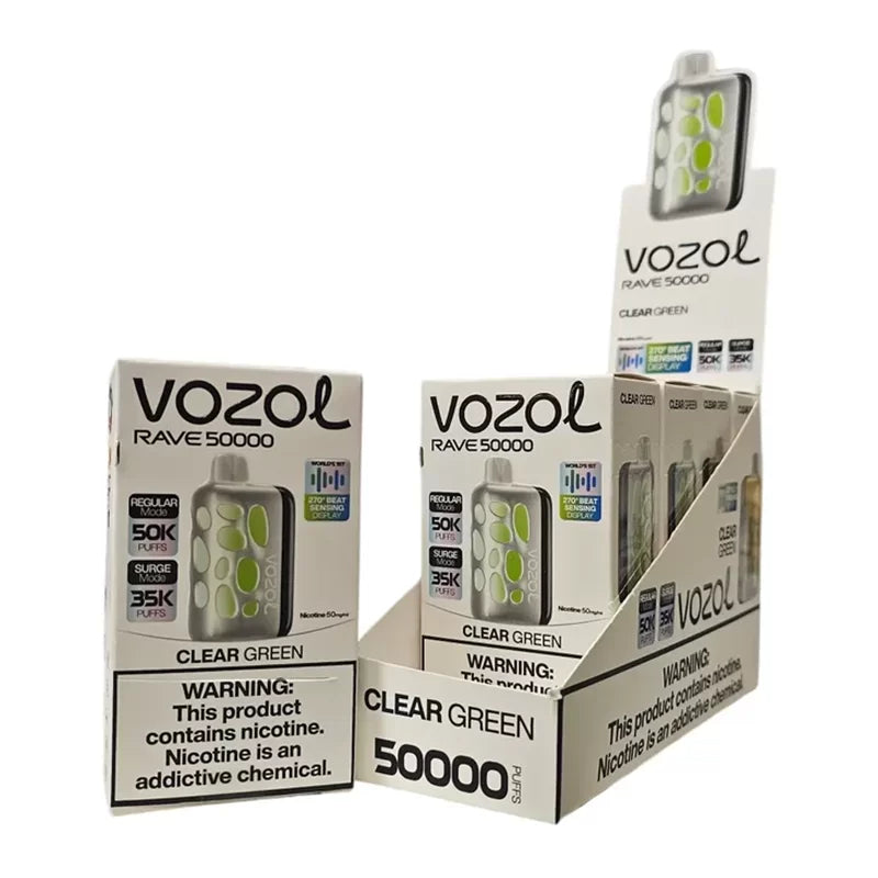 VOZOL RAVE CLEAR GREEN 3% 50000 PUFFS