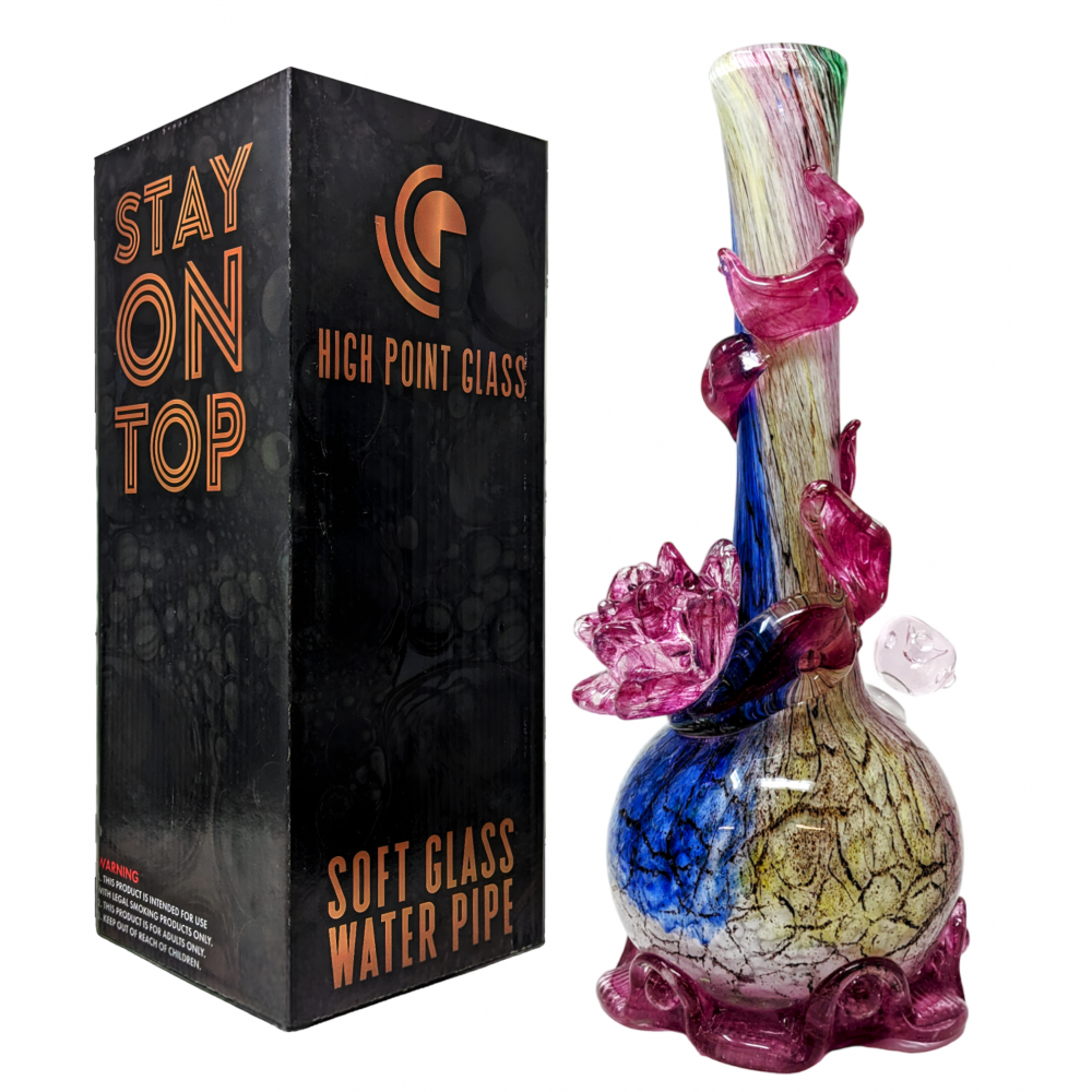 High Point Glass - 14" Rosy Blush BloomVine Water Pipe