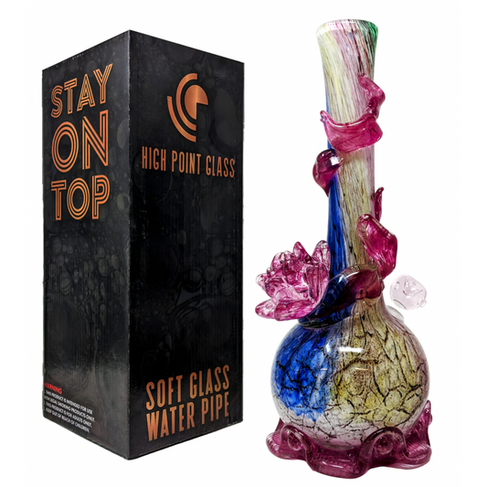 High Point Glass - 14" Rosy Blush BloomVine Water Pipe