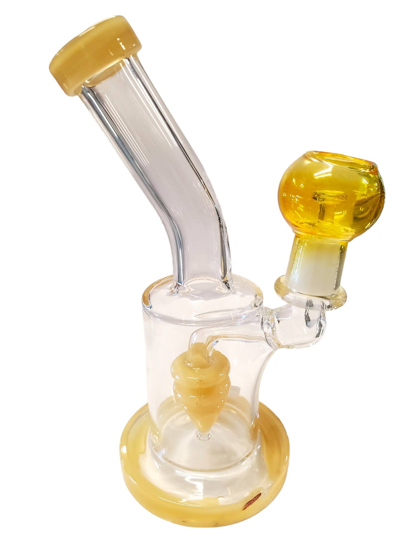 6" Upside Down Triangle Perc Cylinder Water Pipe Rig with Oil Dome