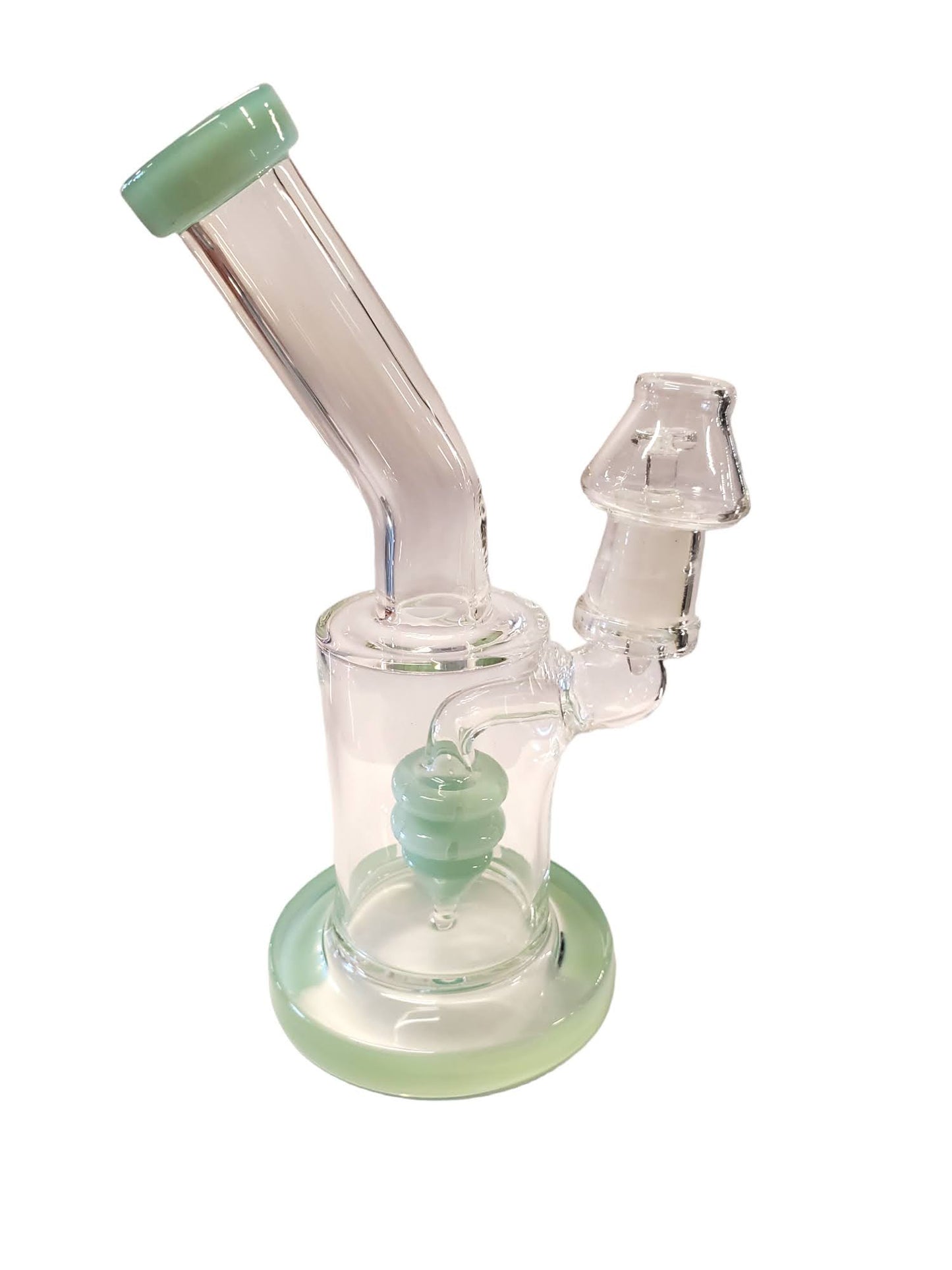 6" Upside Down Triangle Perc Cylinder Water Pipe Rig with Oil Dome