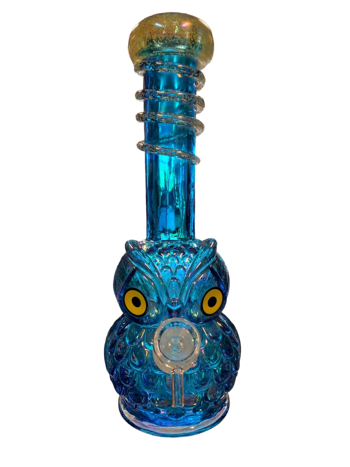 10.5" Owl w/ Glow in Dark Wrap Soft Glass Water Pipe - GOG