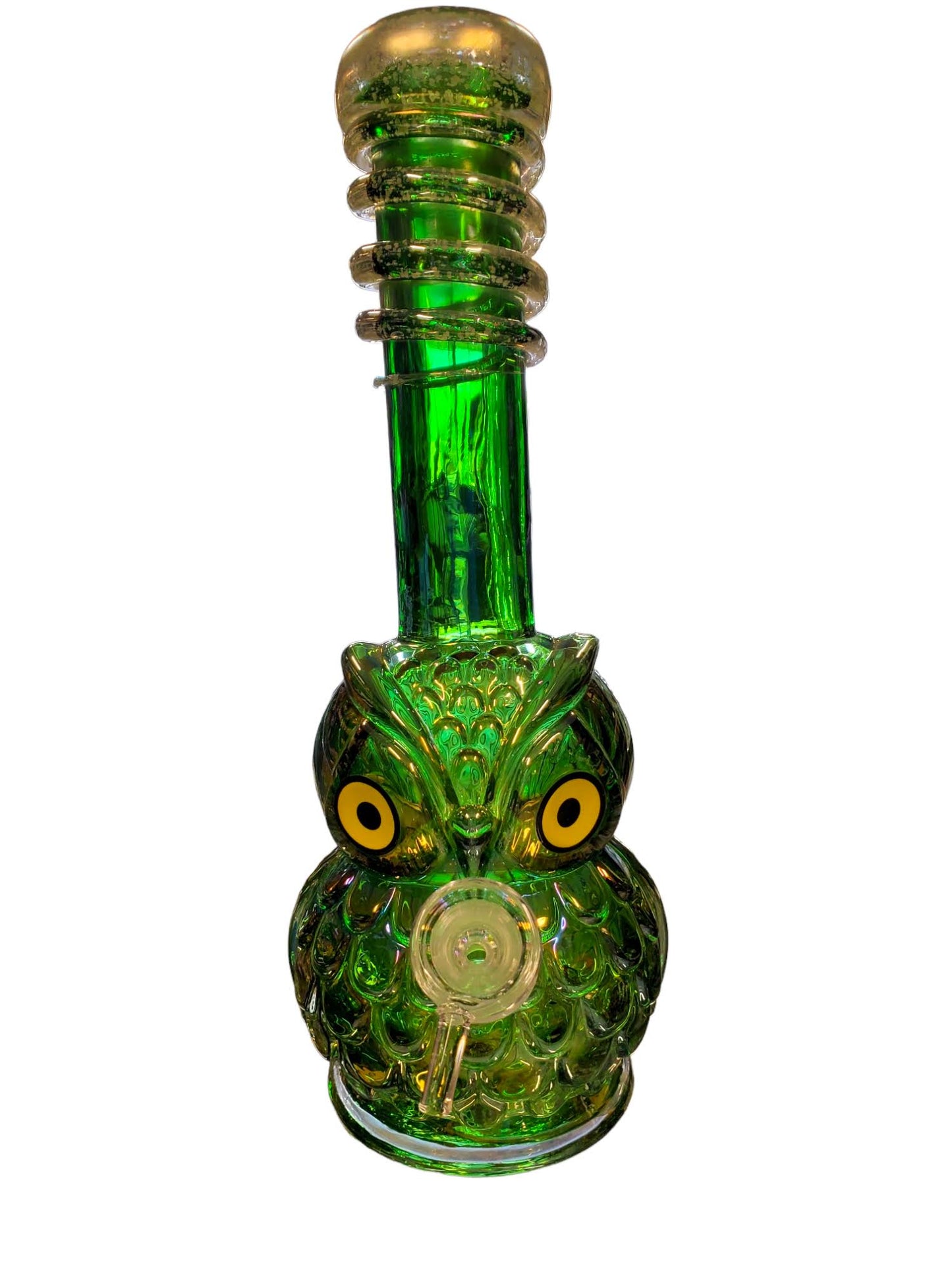 10.5" Owl w/ Glow in Dark Wrap Soft Glass Water Pipe - GOG