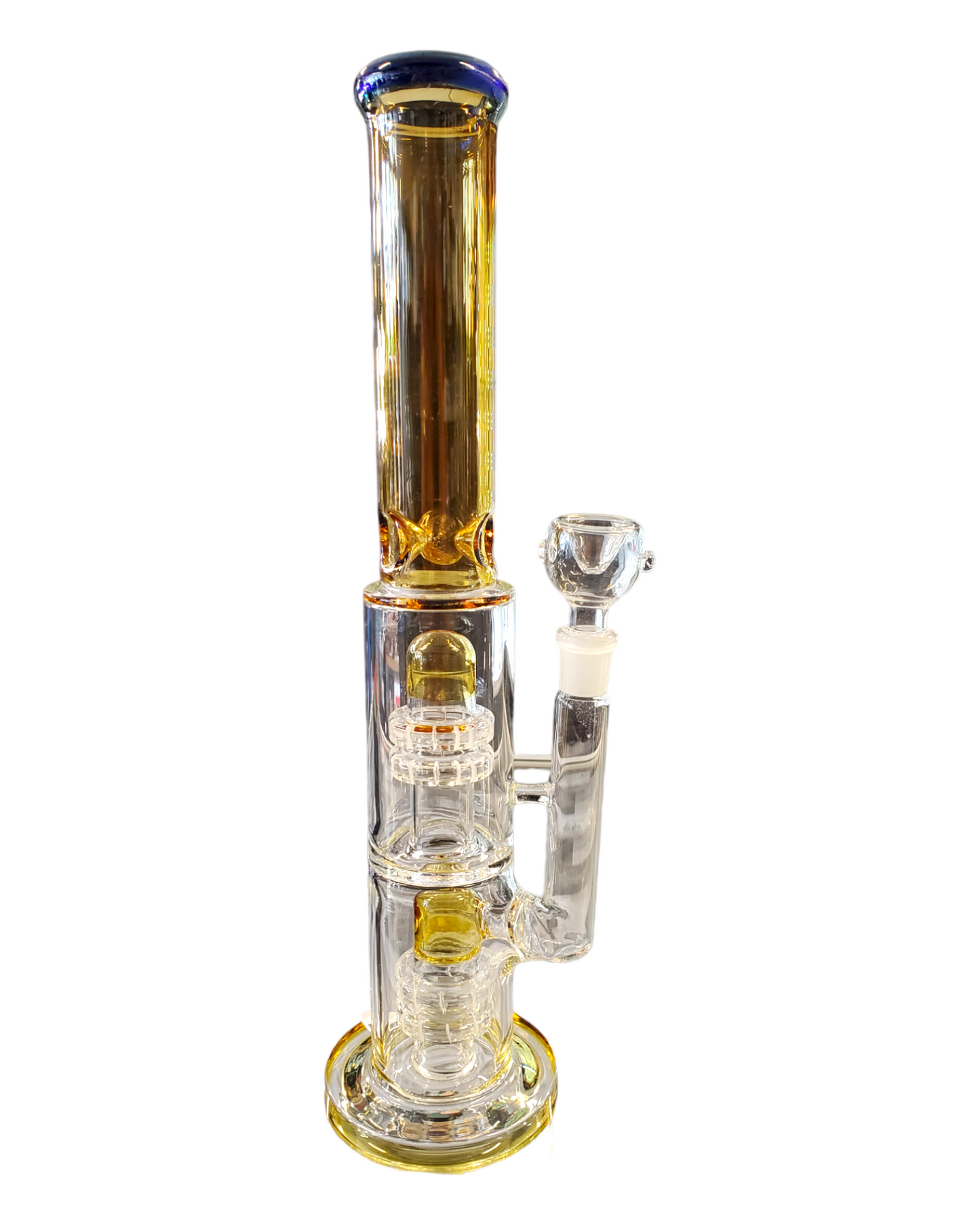 14" Assorted Double Matrix Dome Perc Ice Catcher Straight Water Pipe Rig