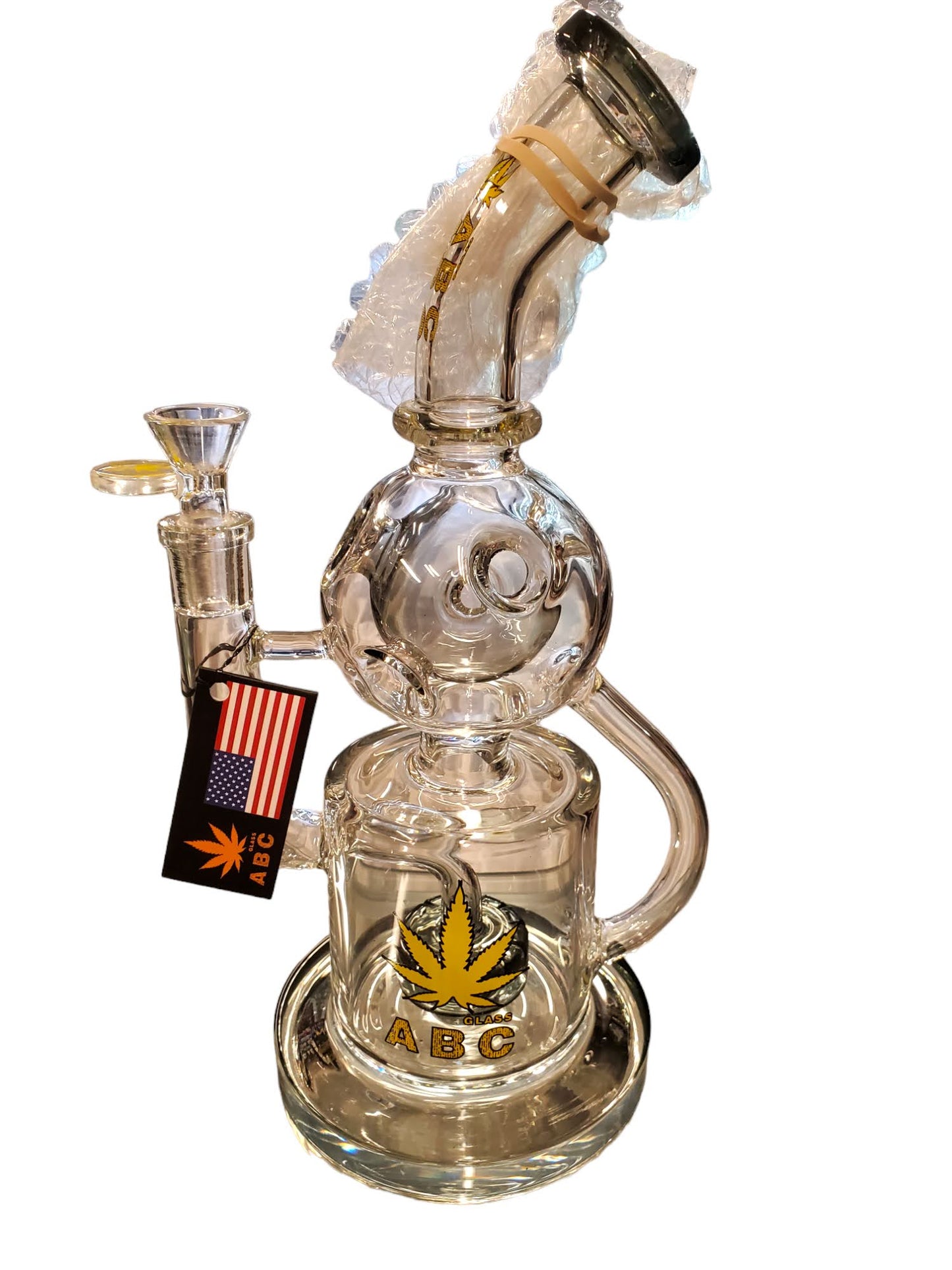 ABC - 11" Swiss Ball Recycler Water Pipe - with 14M Bowl & 4mm Banger