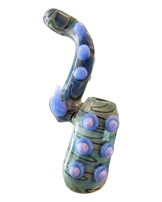 7" Horn Marble Bubbler Flat Mouth Hand Pipe