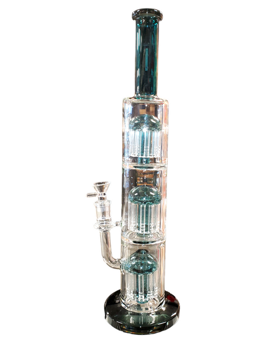 16" Color Triple Tree Water Pipe - with 14M Bowl & 4mm Banger