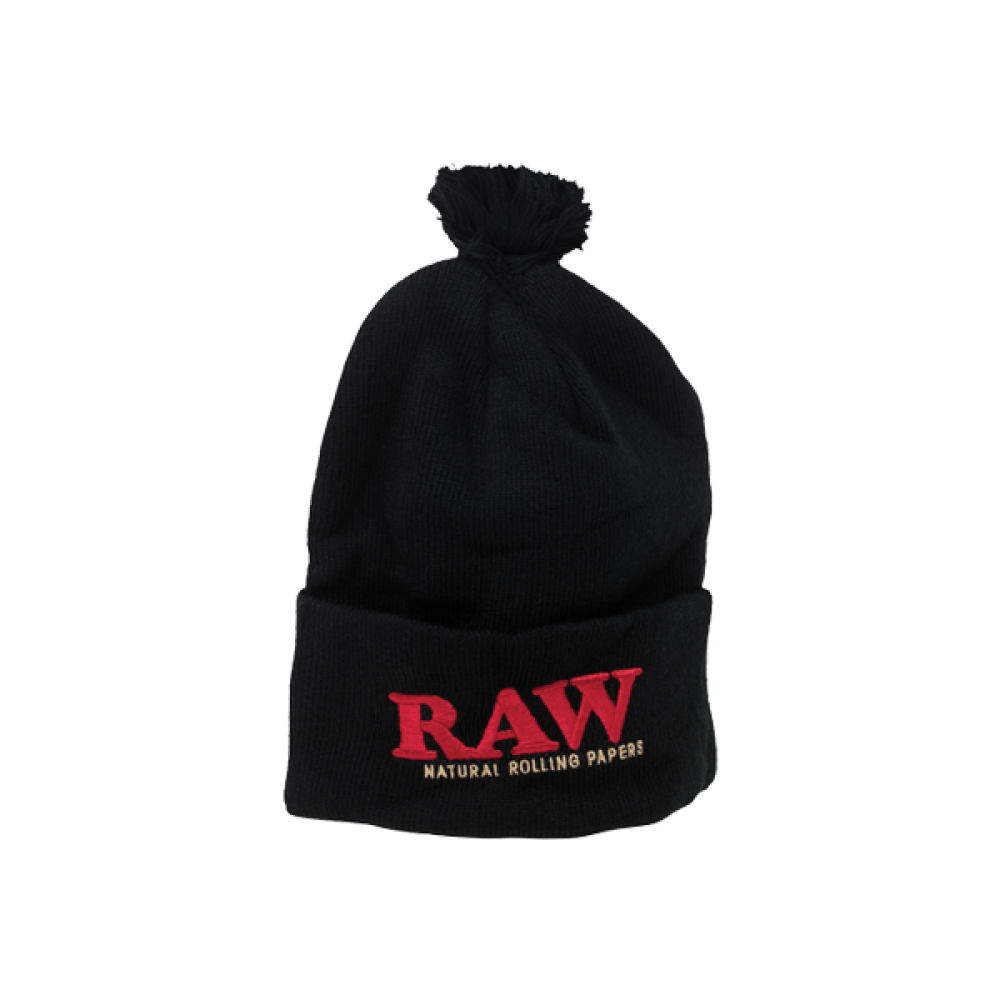 RAW - Black Pompom Hat