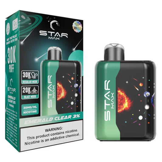 STARMAX UNFLAVORED EMERALD CLEAR 3%  30000 PUFFS 