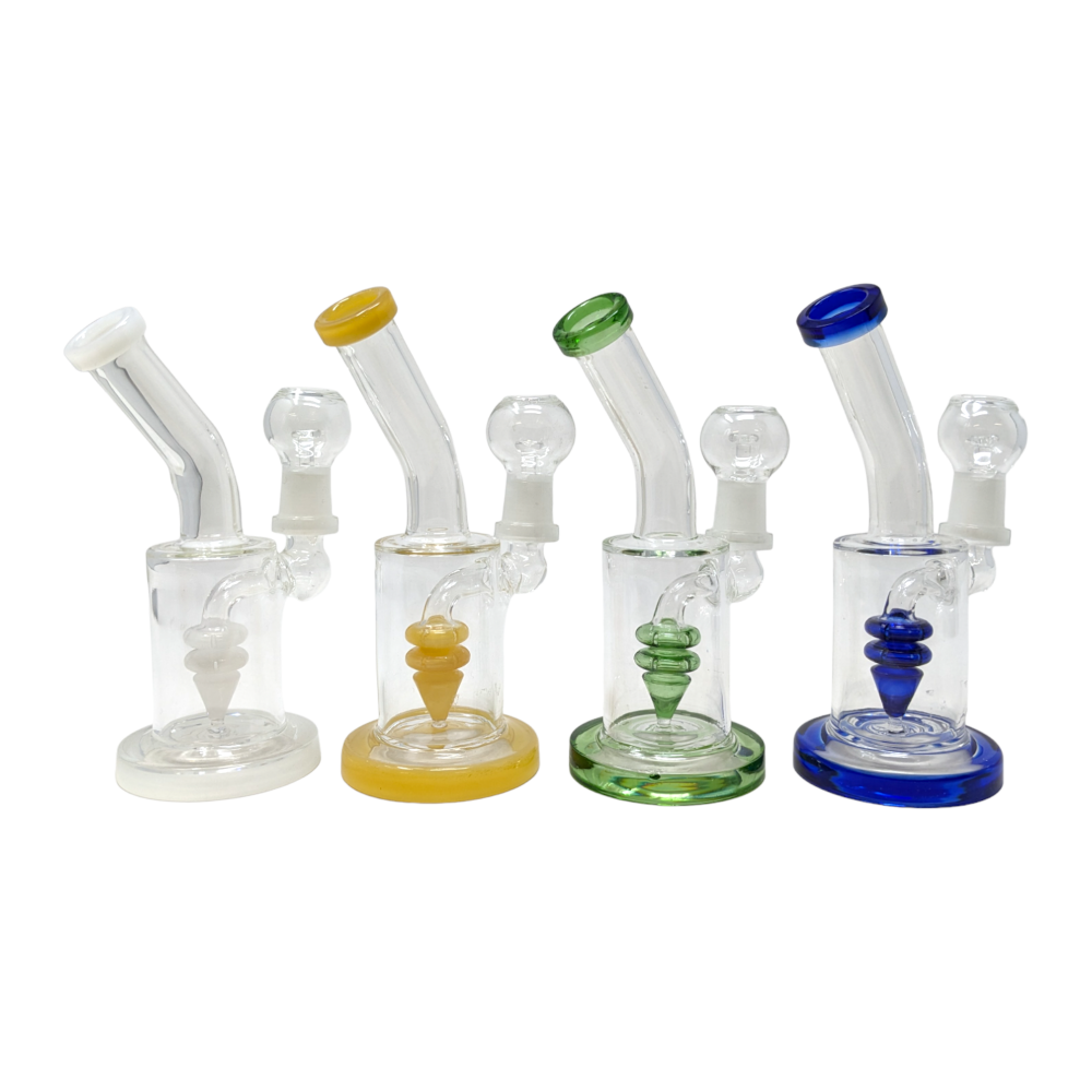 6" Upside Down Triangle Perc Cylinder Water Pipe Rig with Oil Dome