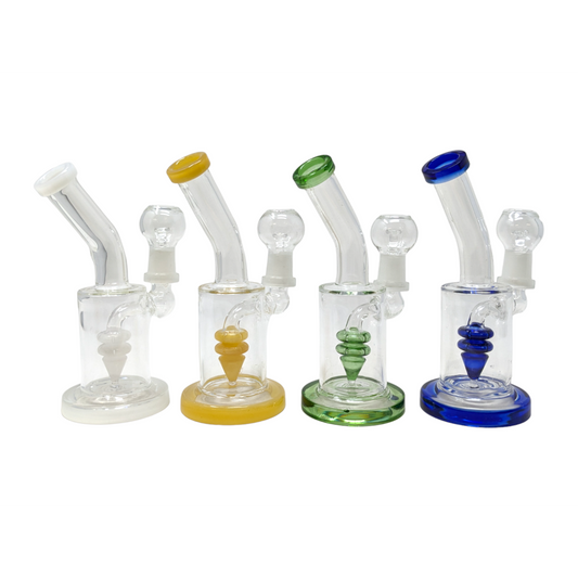 6" Upside Down Triangle Perc Cylinder Water Pipe Rig with Oil Dome