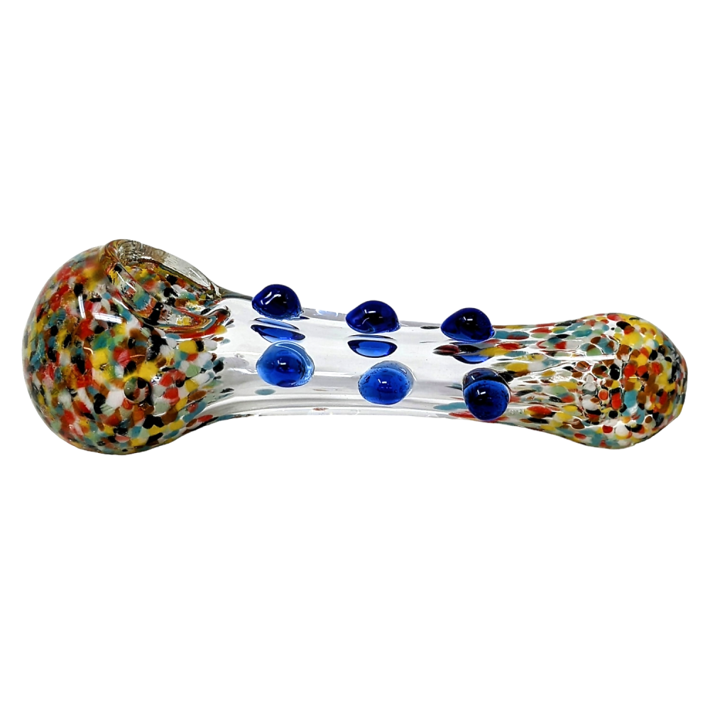 4.5" Frit Head & Mouth Multi Marble Hand Pipe