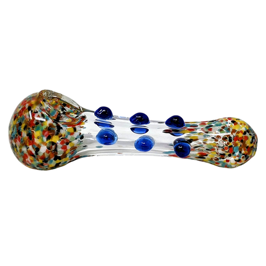 4.5" Frit Head & Mouth Multi Marble Hand Pipe