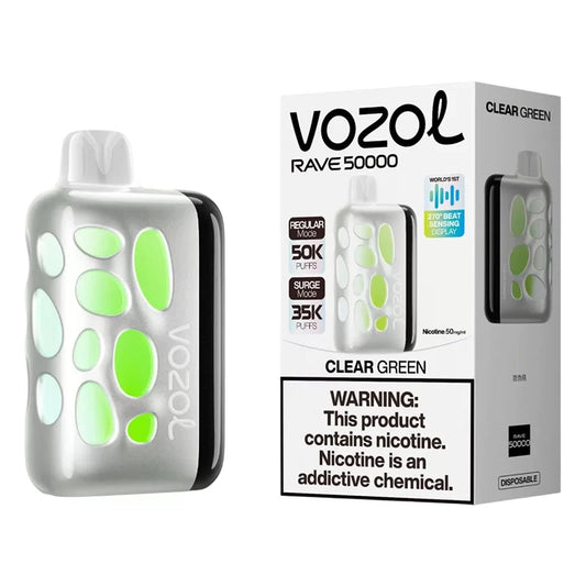 VOZOL RAVE CLEAR GREEN 3% 50000 PUFFS