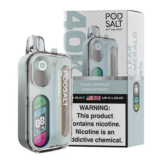 POD SALT HIT 40K  40000PF CLEAR EMERALD (UNFLAVORED) 5% 
