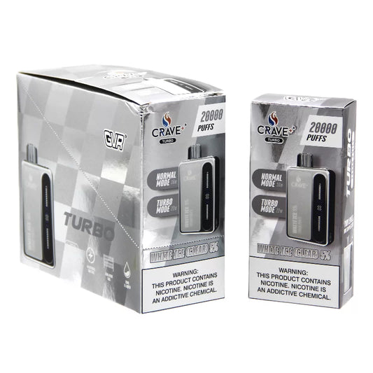CRAVE PLUS TURBO  20000 PUFFS 5% WHITE ICE CLEAR
