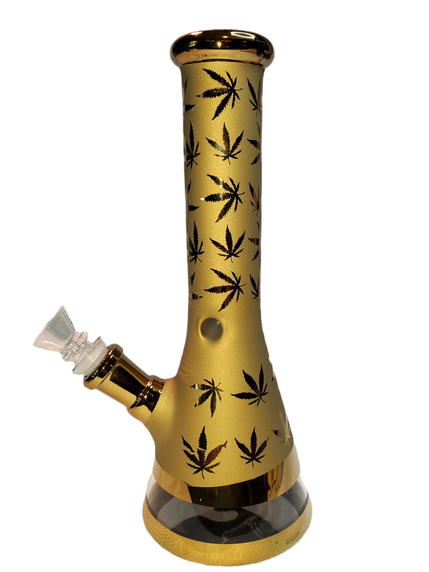 Metallic Hemp Leaf Water Pipe 10"