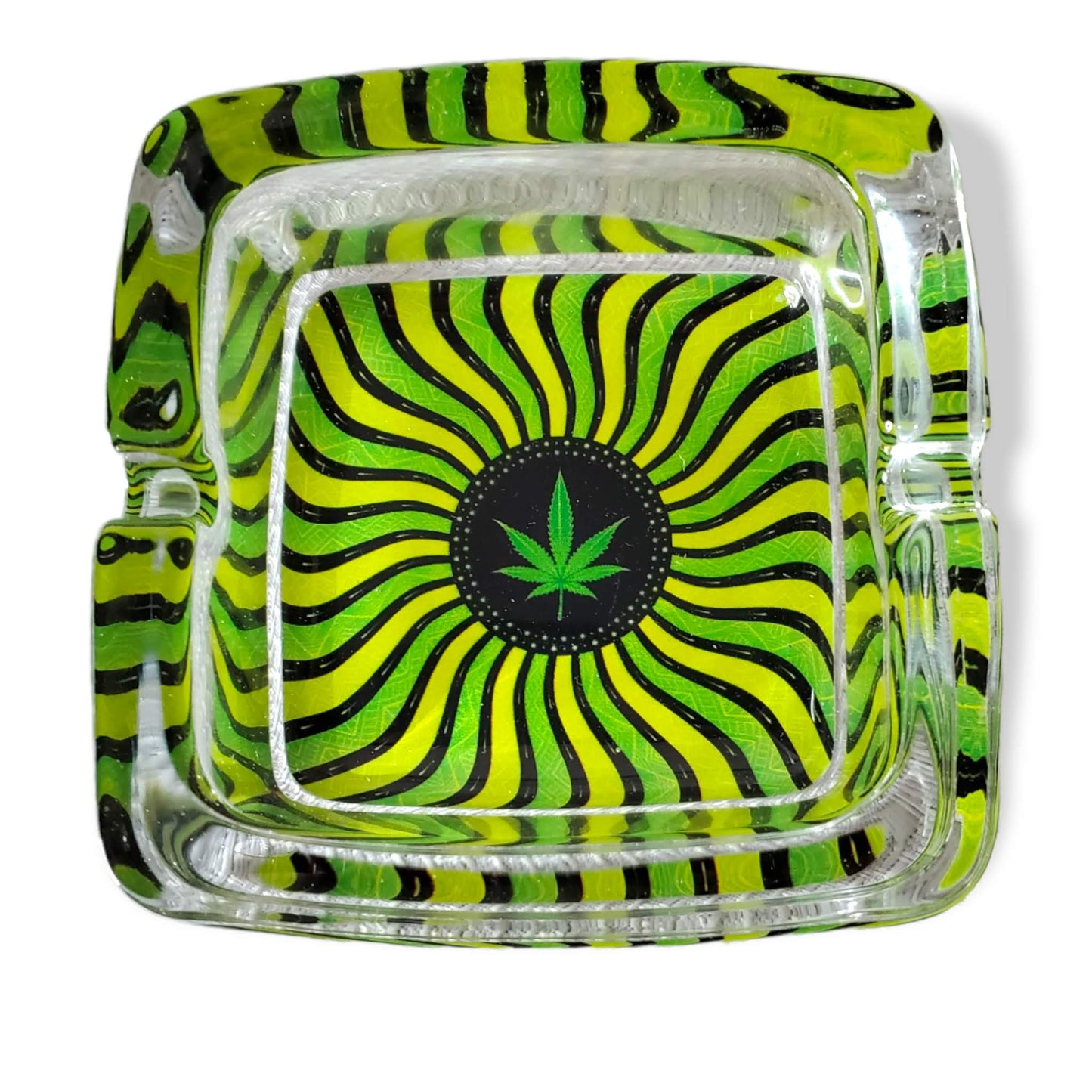 Fujima Hemp Themed Square Glass Ashtrays 4"